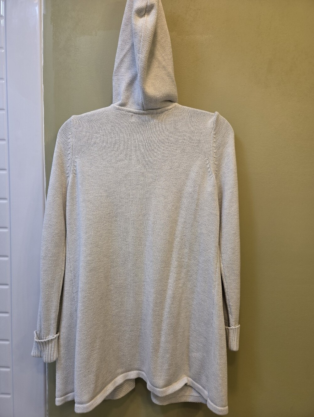 Tahari Cream Cardigan with hood size Large - Picture 6 of 6